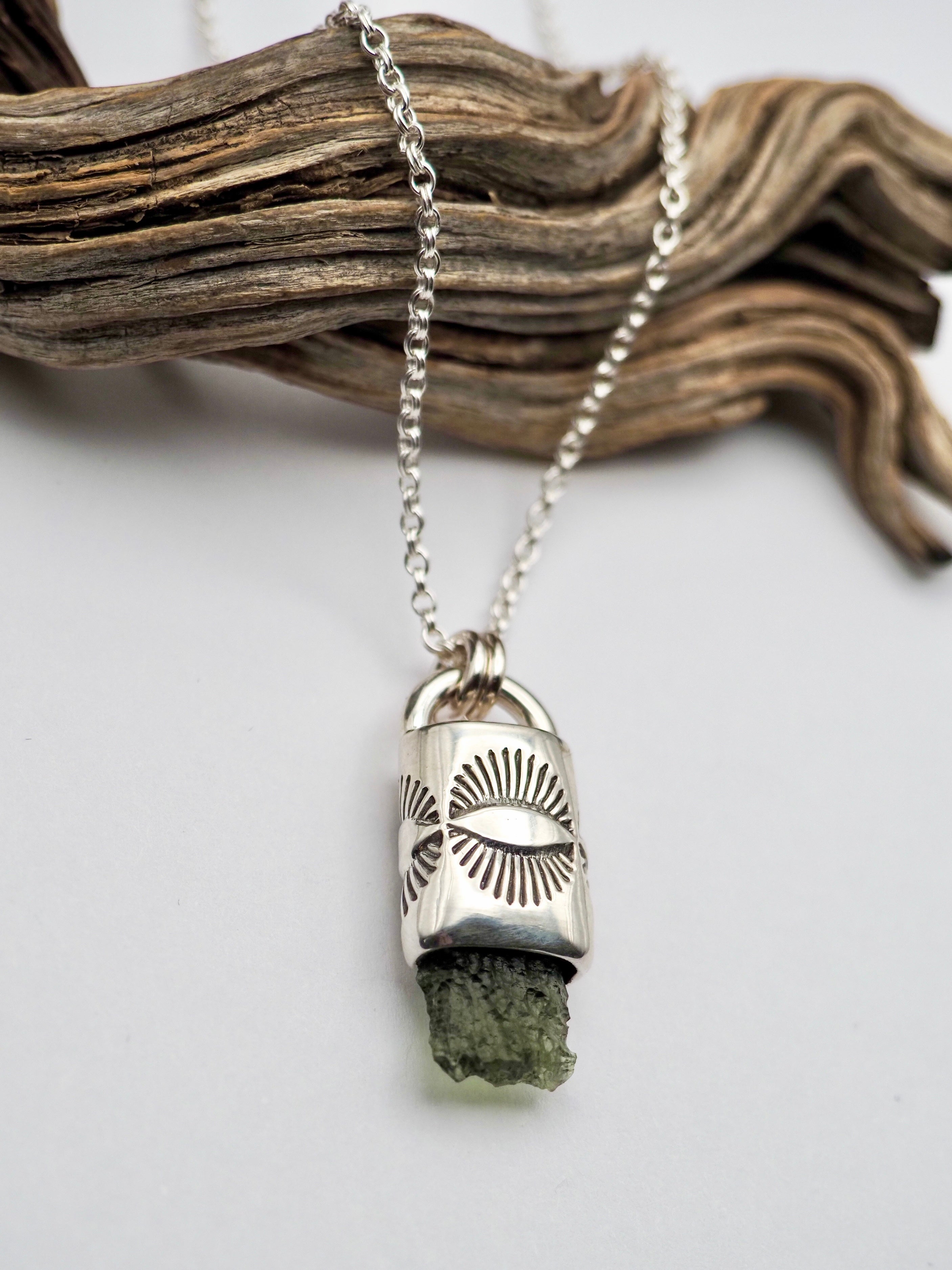 Moldavite Eye Talisman Necklace