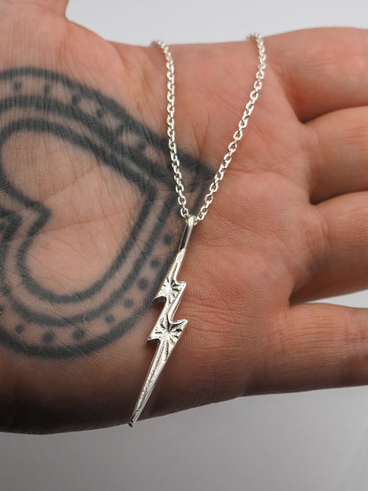 Sterling Silver Sand Cast Lightning Bolt Necklace