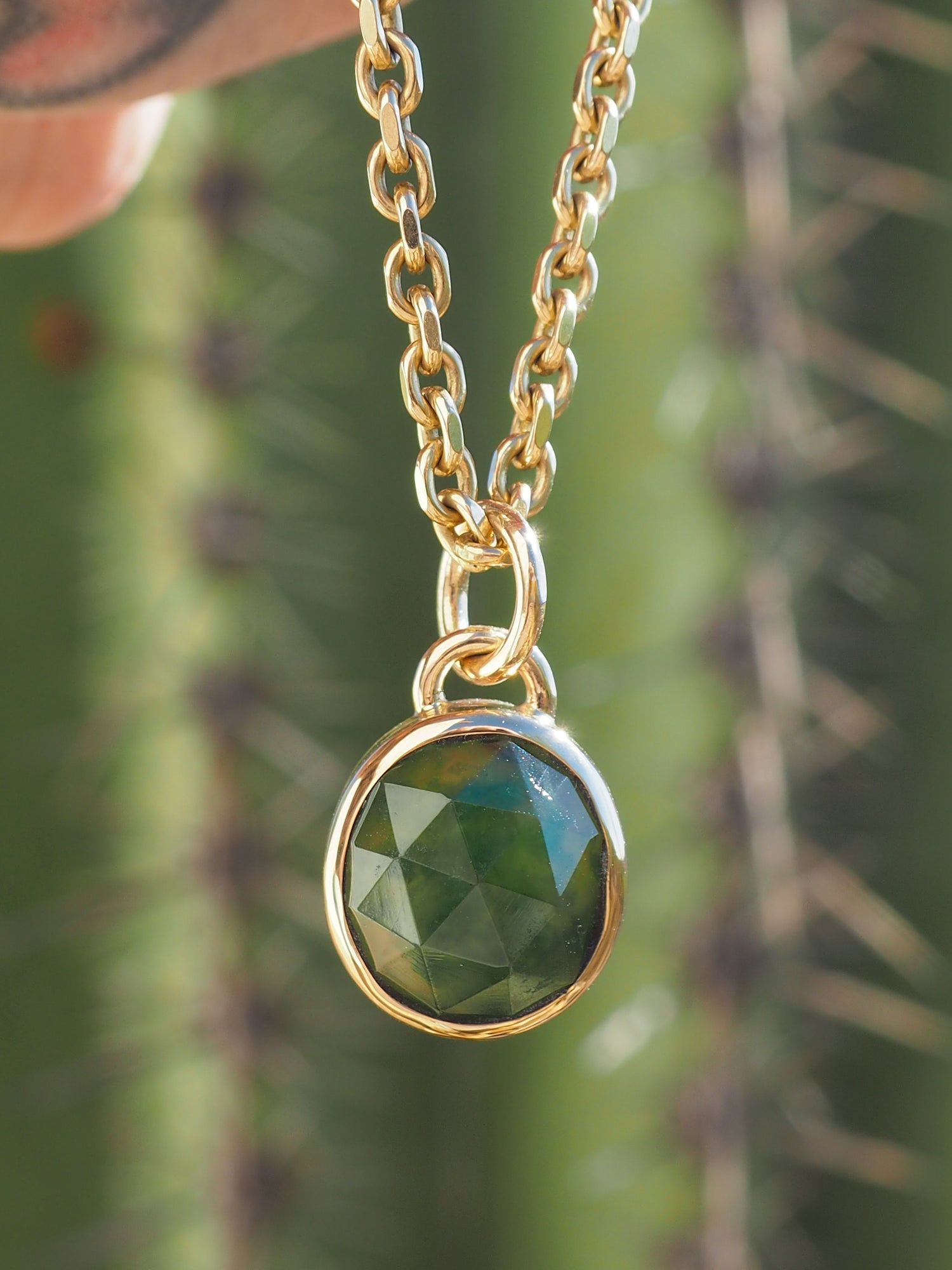 Hydrogrossular Green Garnet 14k Gold Pendant