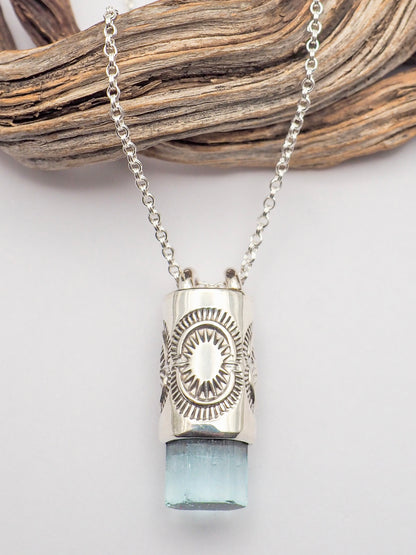 Gem Vanadium Beryl Sunburst Talisman Necklace