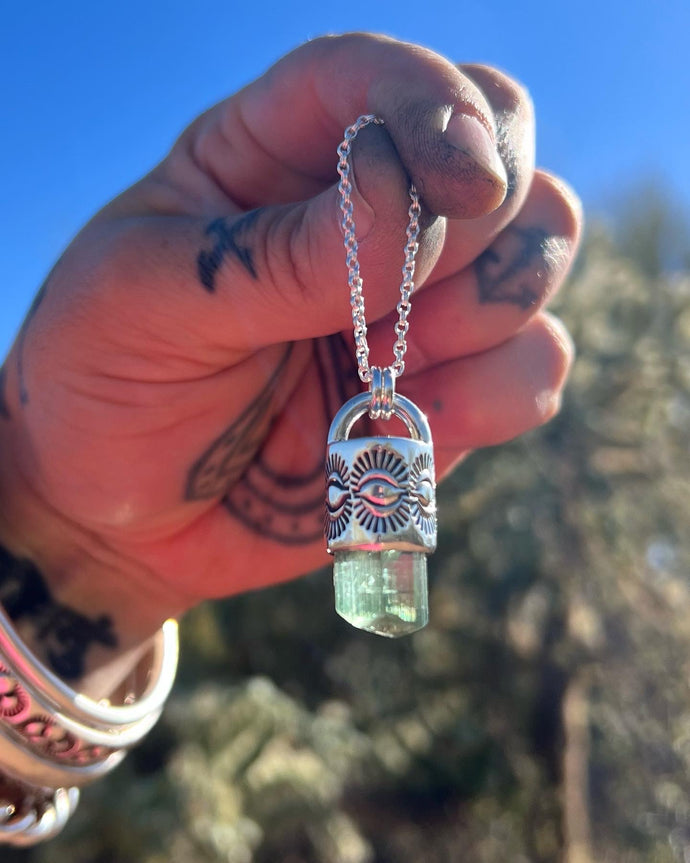Minty Green Tourmaline Eye Talisman Necklace