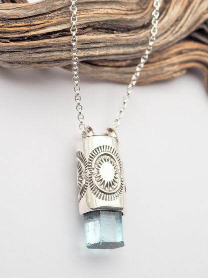 Gem Vanadium Beryl Sunburst Talisman Necklace