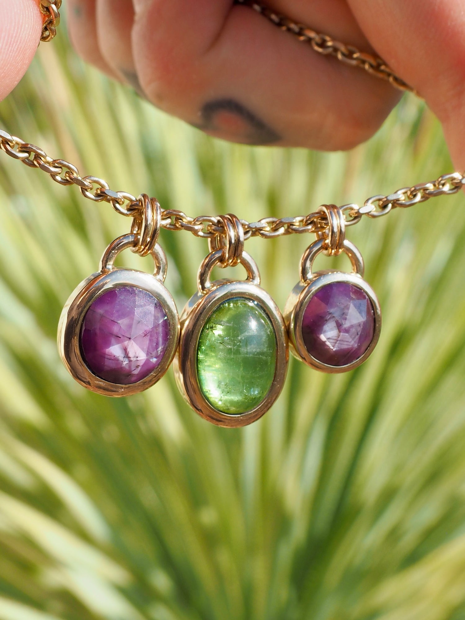 Star Sapphire 14K Gold Bezel Set Pendant