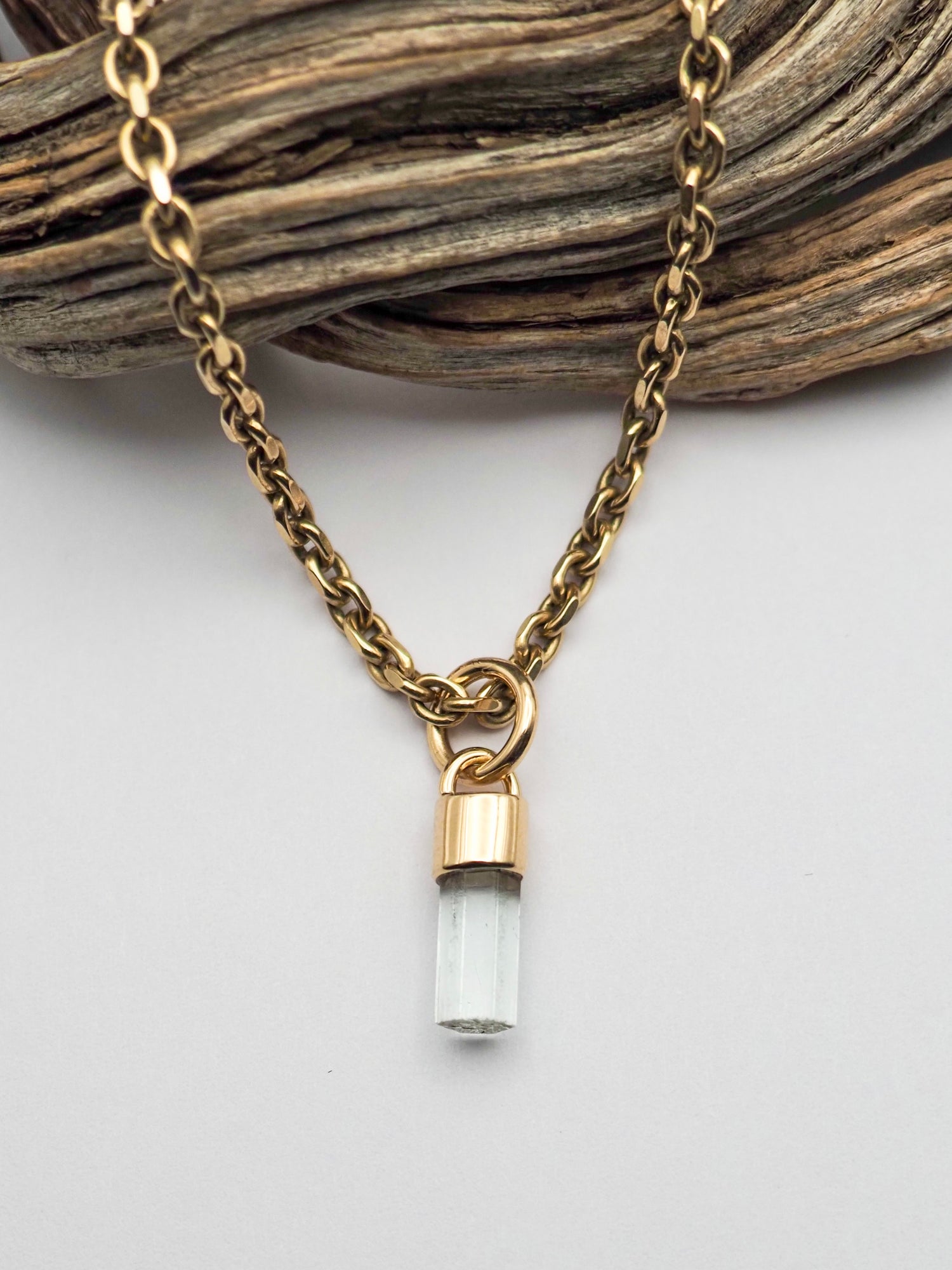 Aquamarine Mini 14k Gold Talisman Pendant