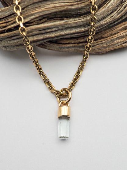 Aquamarine Mini 14k Gold Talisman Pendant