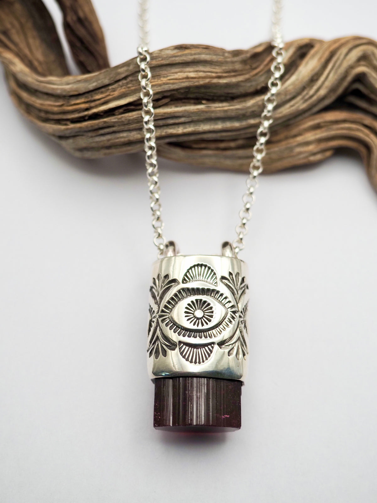 Rubellite Tourmaline Eye/Desert Talisman Necklace
