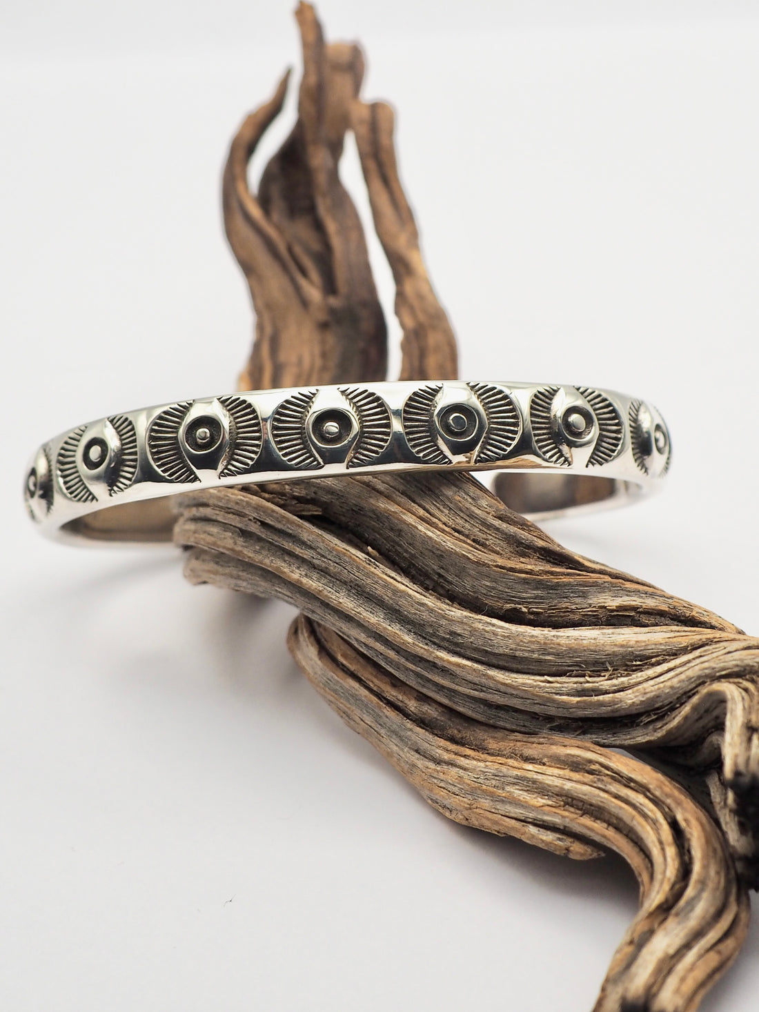 Big Eye Heavyweight Hand Stamped Stacker Cuff S/M
