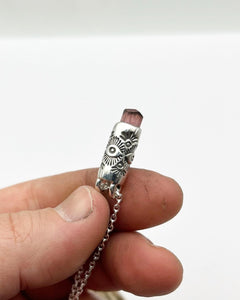 Pink Tourmaline Mini Eye/Burst Talisman Necklace