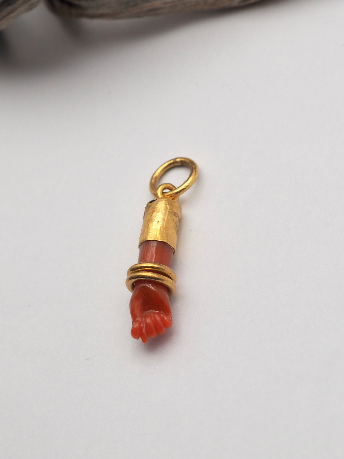 Vintage 24k Hand Carved Coral Figa Pemdant