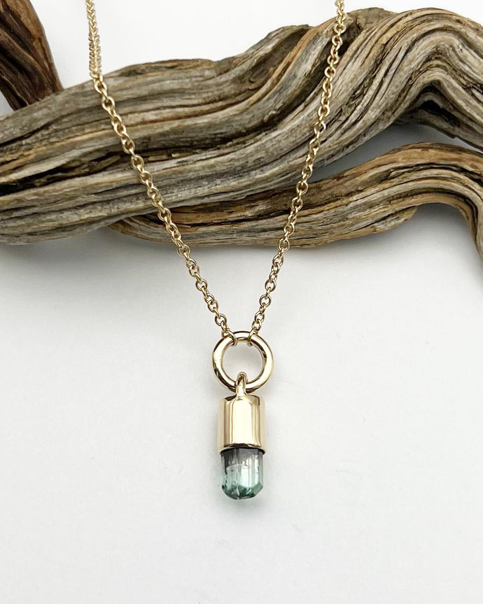 Congo Tourmaline 14k Gold O Ring Talisman Necklace