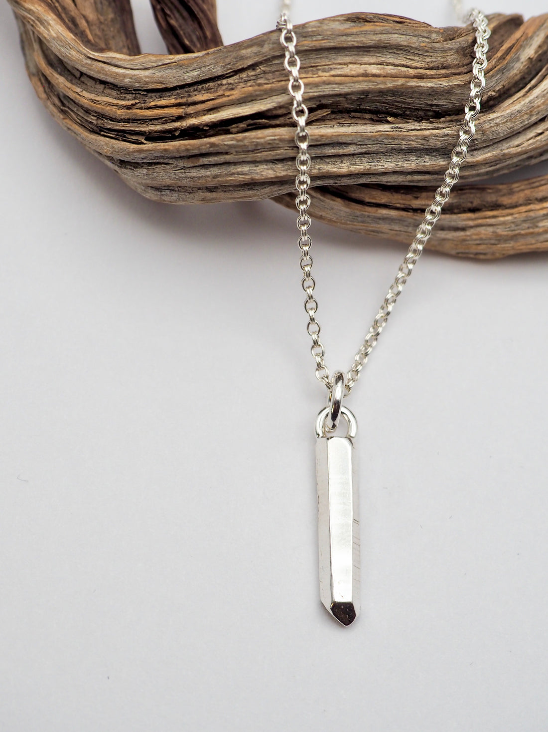 Small Cast Crystal Sterling Silver Necklace