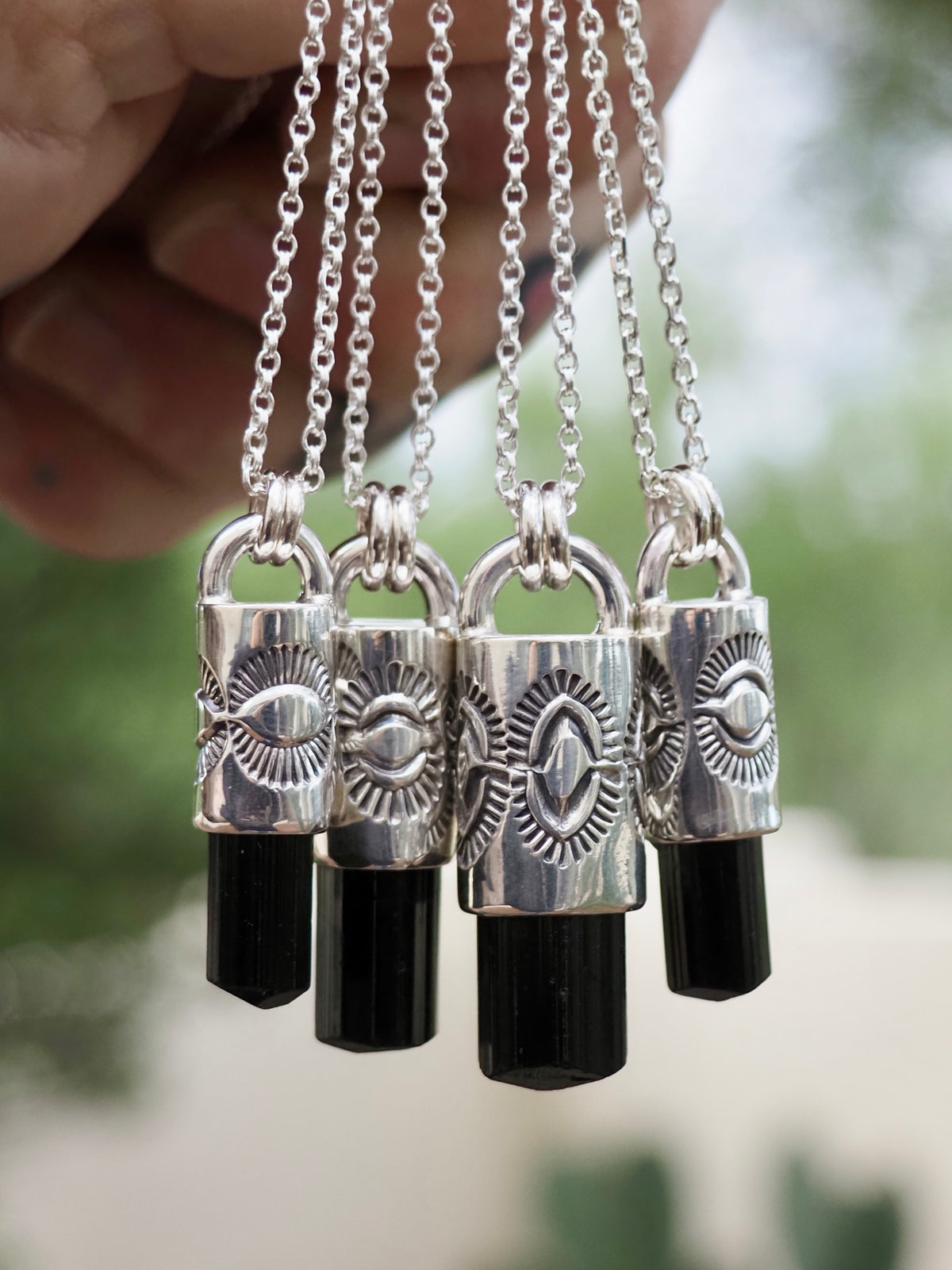 Black Tourmaline Eye Talisman Necklace