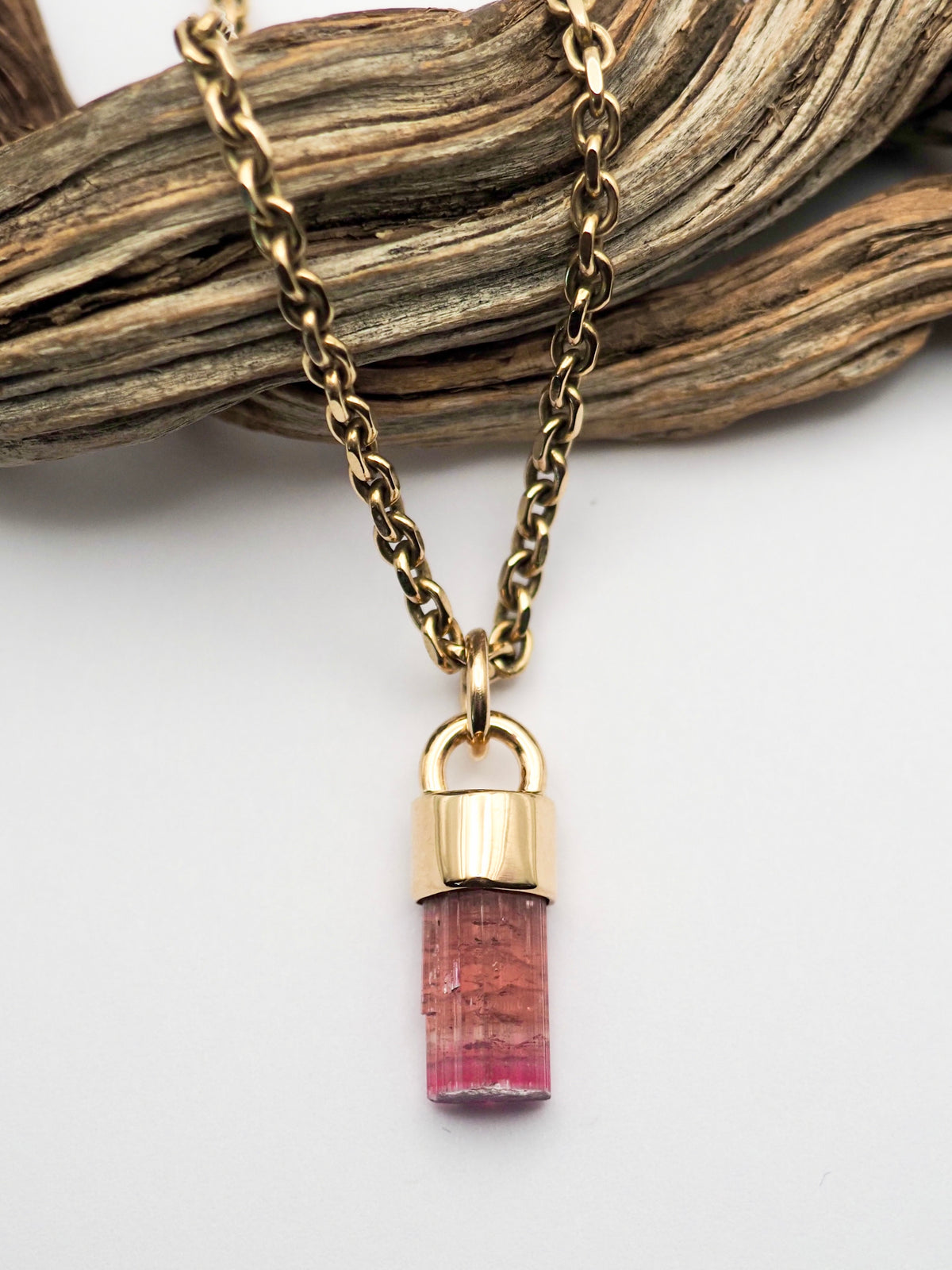 Hot Pink Tourmaline 14k Gold Talisman