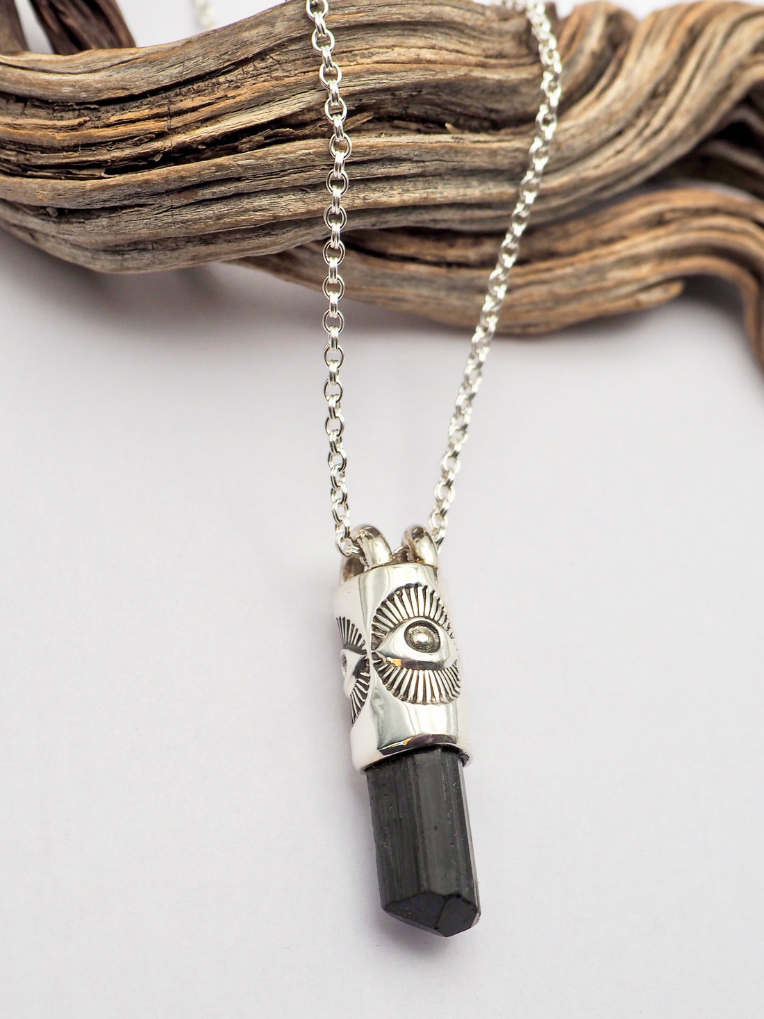 Black Tourmaline Eye Talisman Necklace