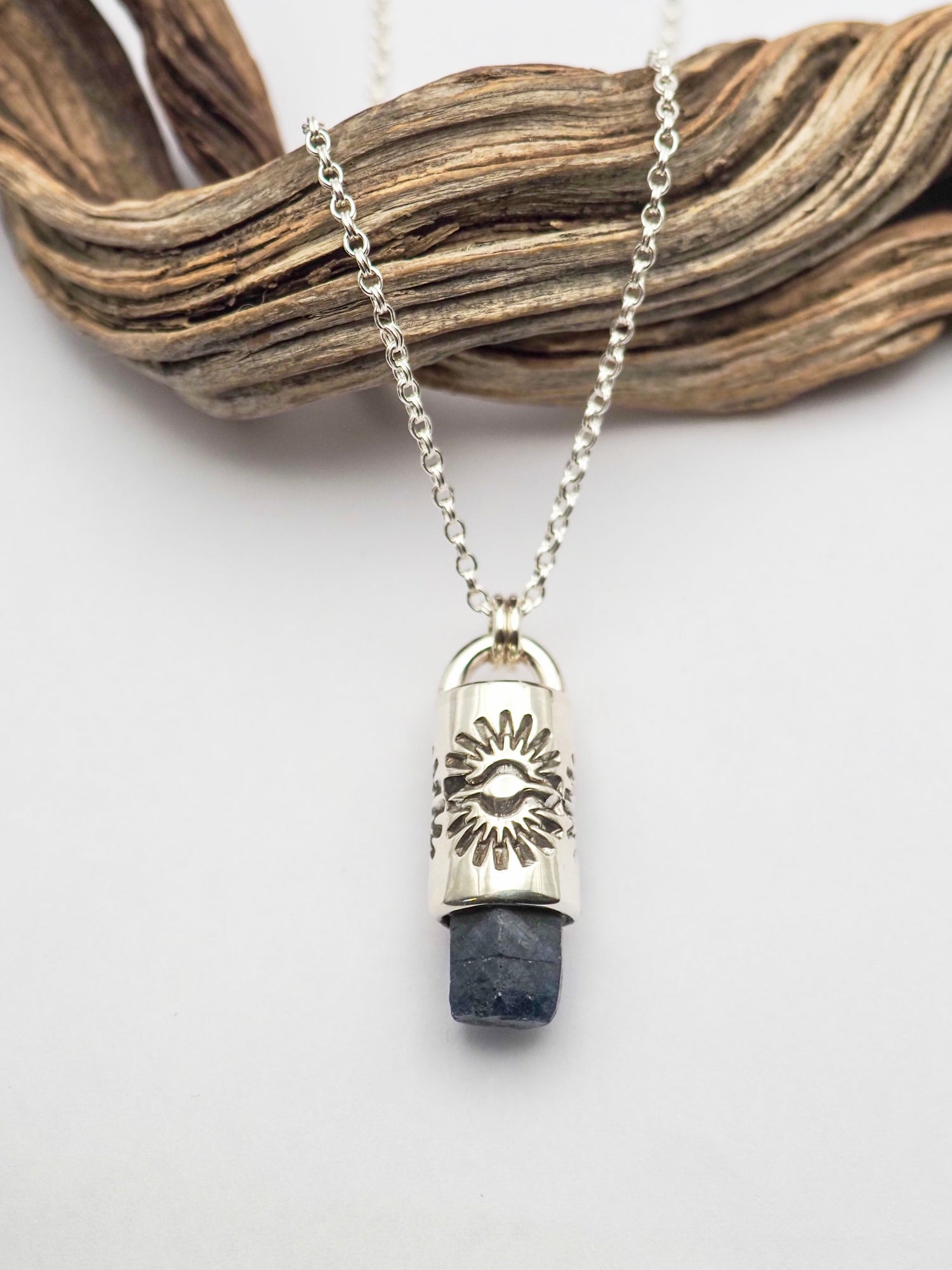 Sapphire Sunburst Talisman Necklace