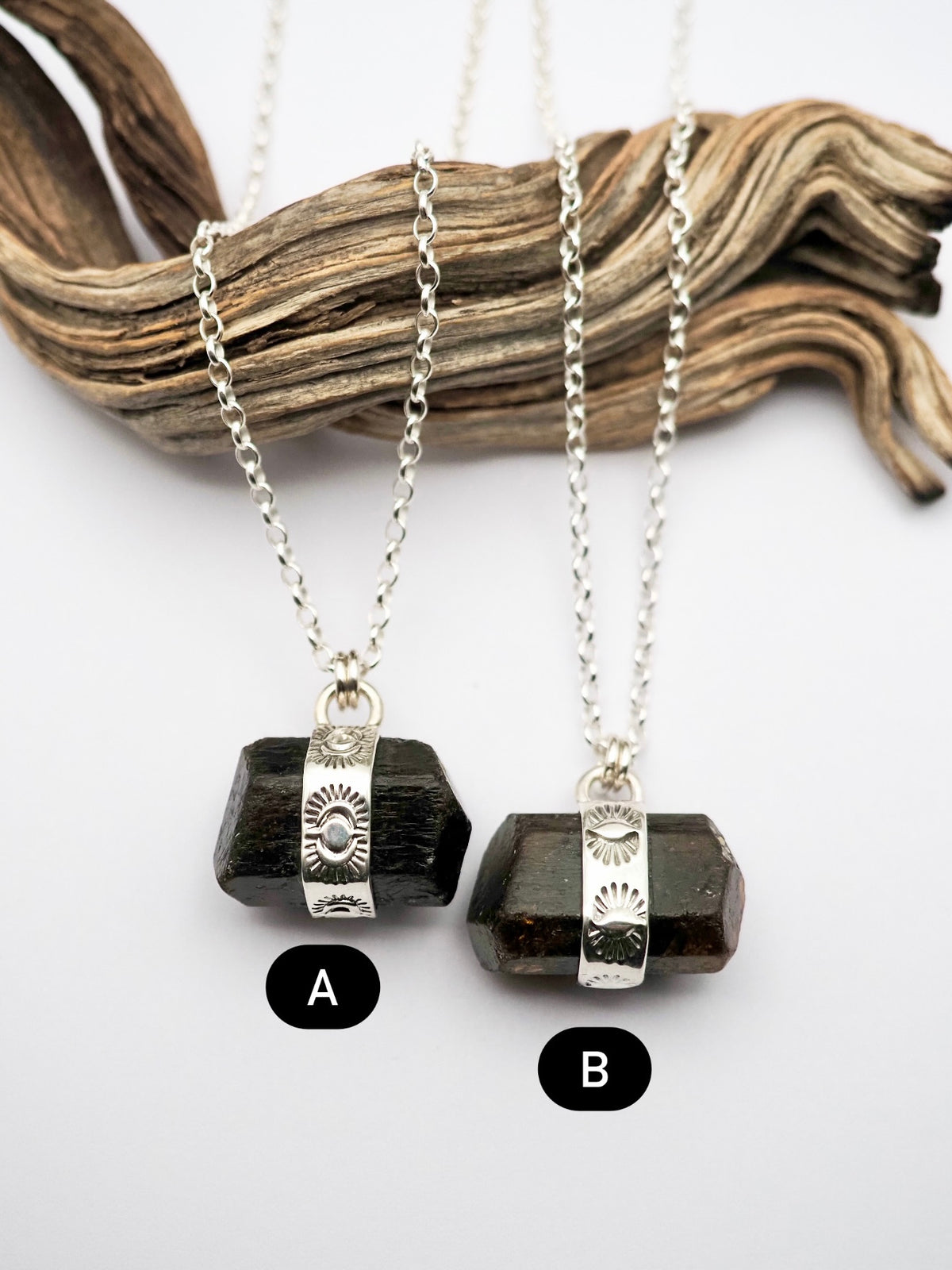 Dravite (Brown Tourmaline) Banded Talisman Necklaces