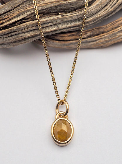 Yellow Umba Sapphire 14K Gold Chunky Rosecut Pendant