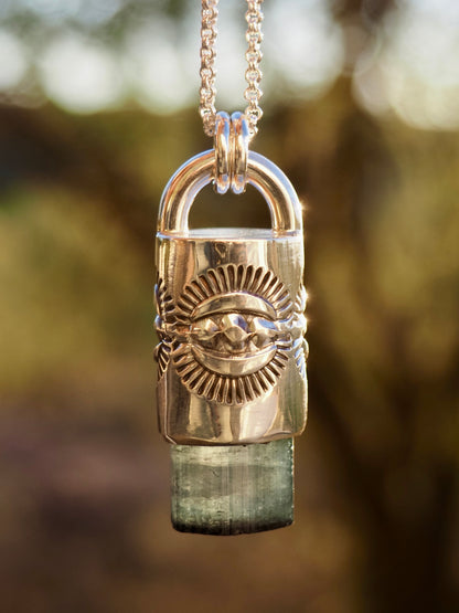 Blue Tourmaline Portal Talisman Necklace