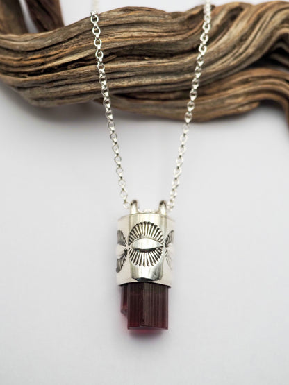 Rubellite Tourmaline Eye Talisman Necklace
