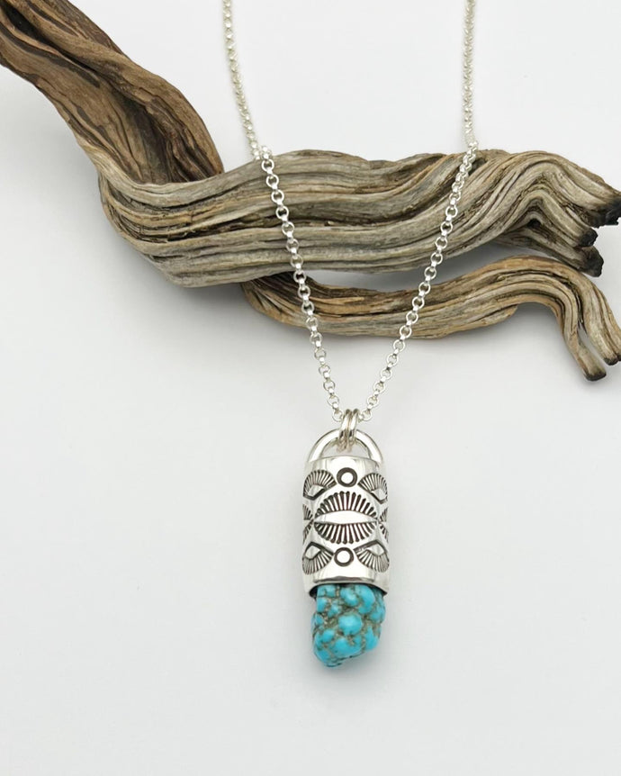 Lone Mountain Turquoise Nugget Eye/Fan Talisman Necklace