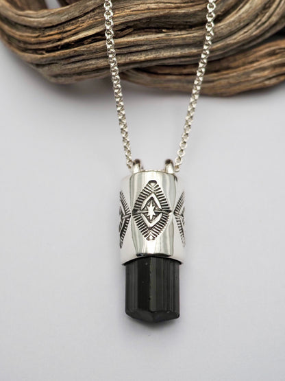 Black Tourmaline Mesquite Talisman Necklace