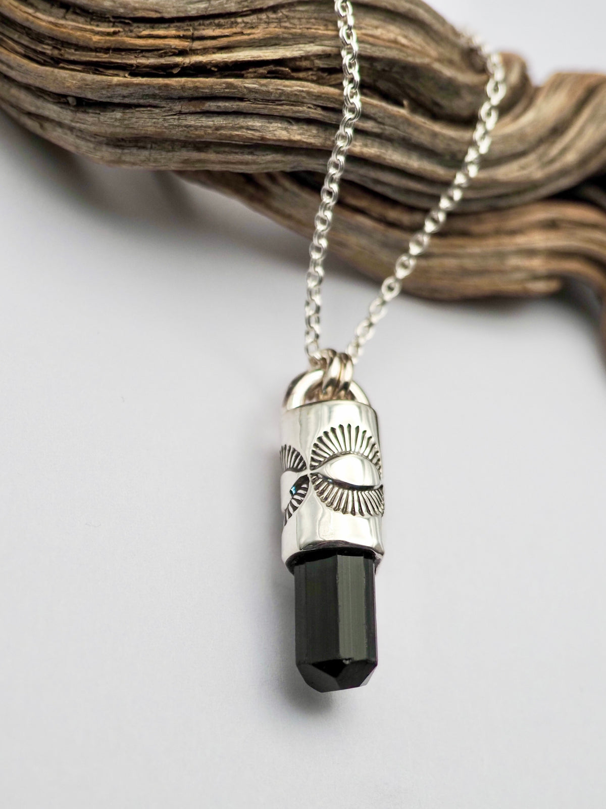Black Tourmaline Eye Talisman Necklace