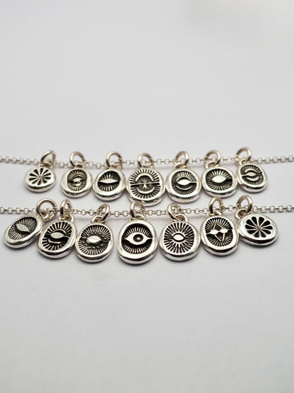 Sterling Silver Hand Stamped Mini Pendant Necklace