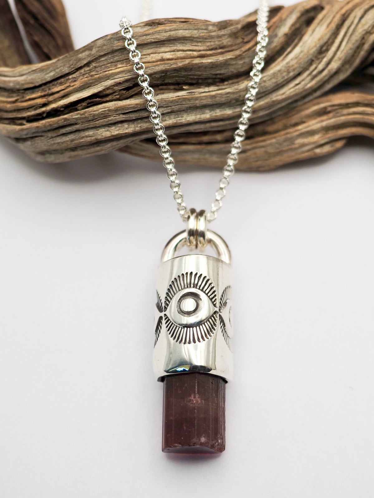 Rubellite Tourmaline Eye Talisman Necklace
