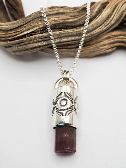 Rubellite Tourmaline Eye Talisman Necklace