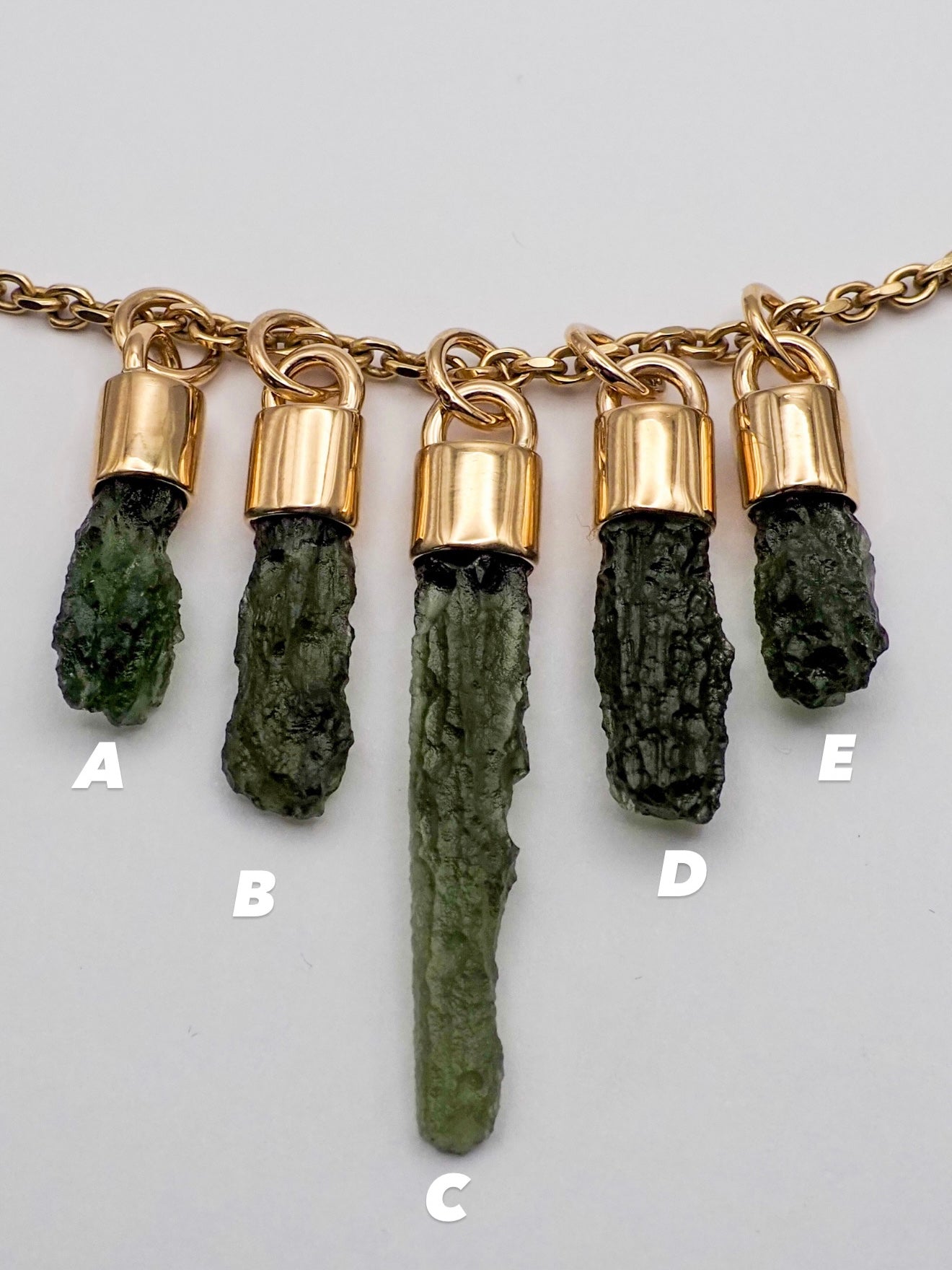Moldavite 14k Gold Pendants