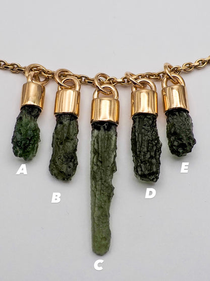 Moldavite 14k Gold Pendants