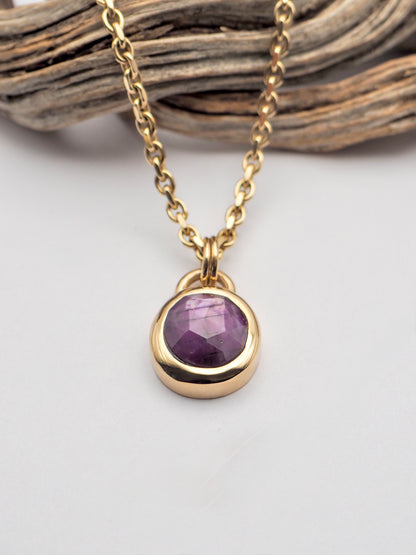 Star Sapphire 14K Gold Bezel Set Pendant