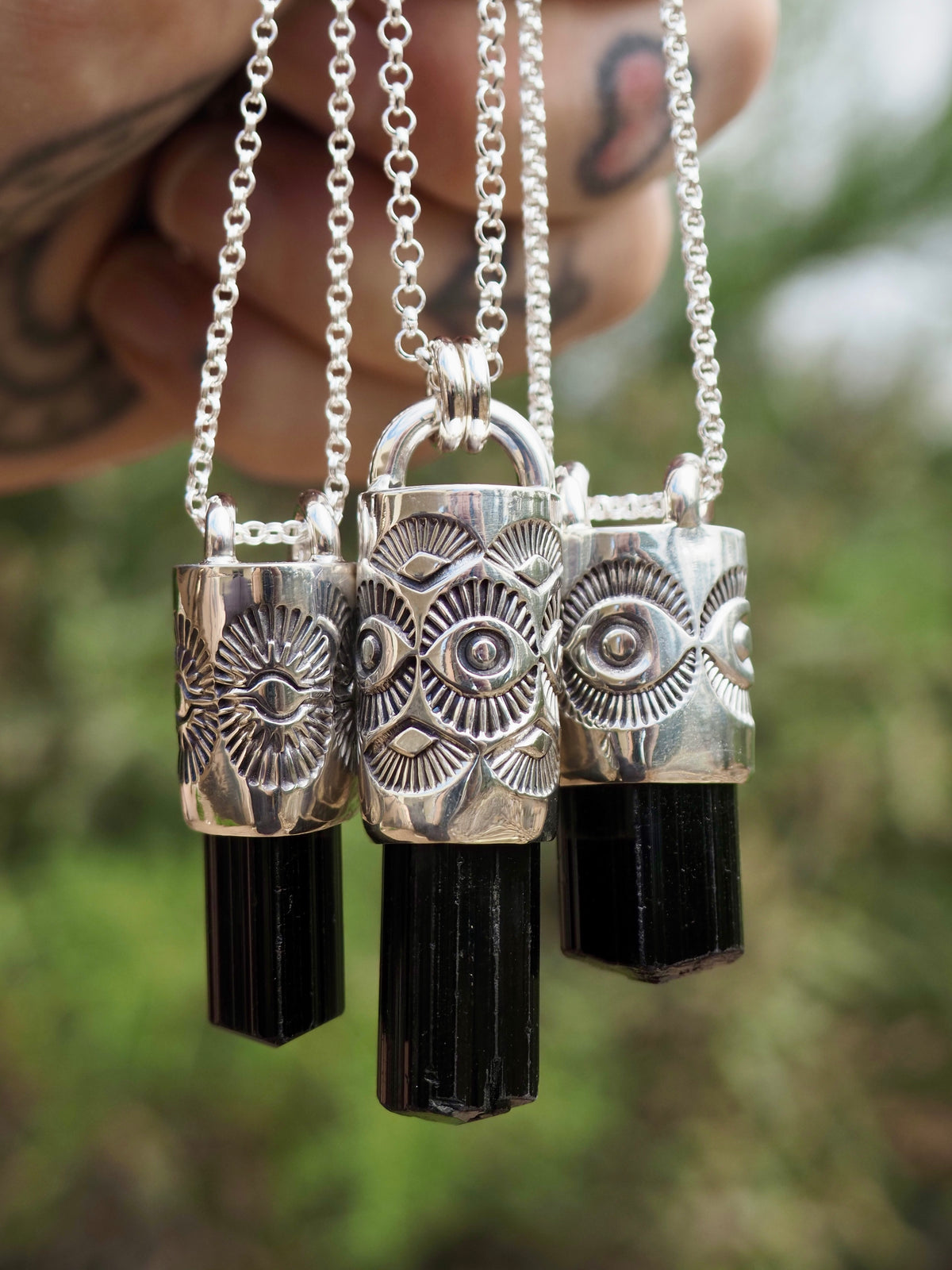 Black Tourmaline Eye Talisman Necklace
