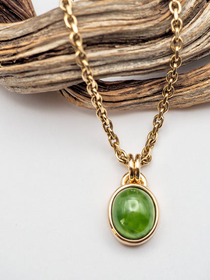 Hydrogrossular Green Garnet 14k Gold Pendant