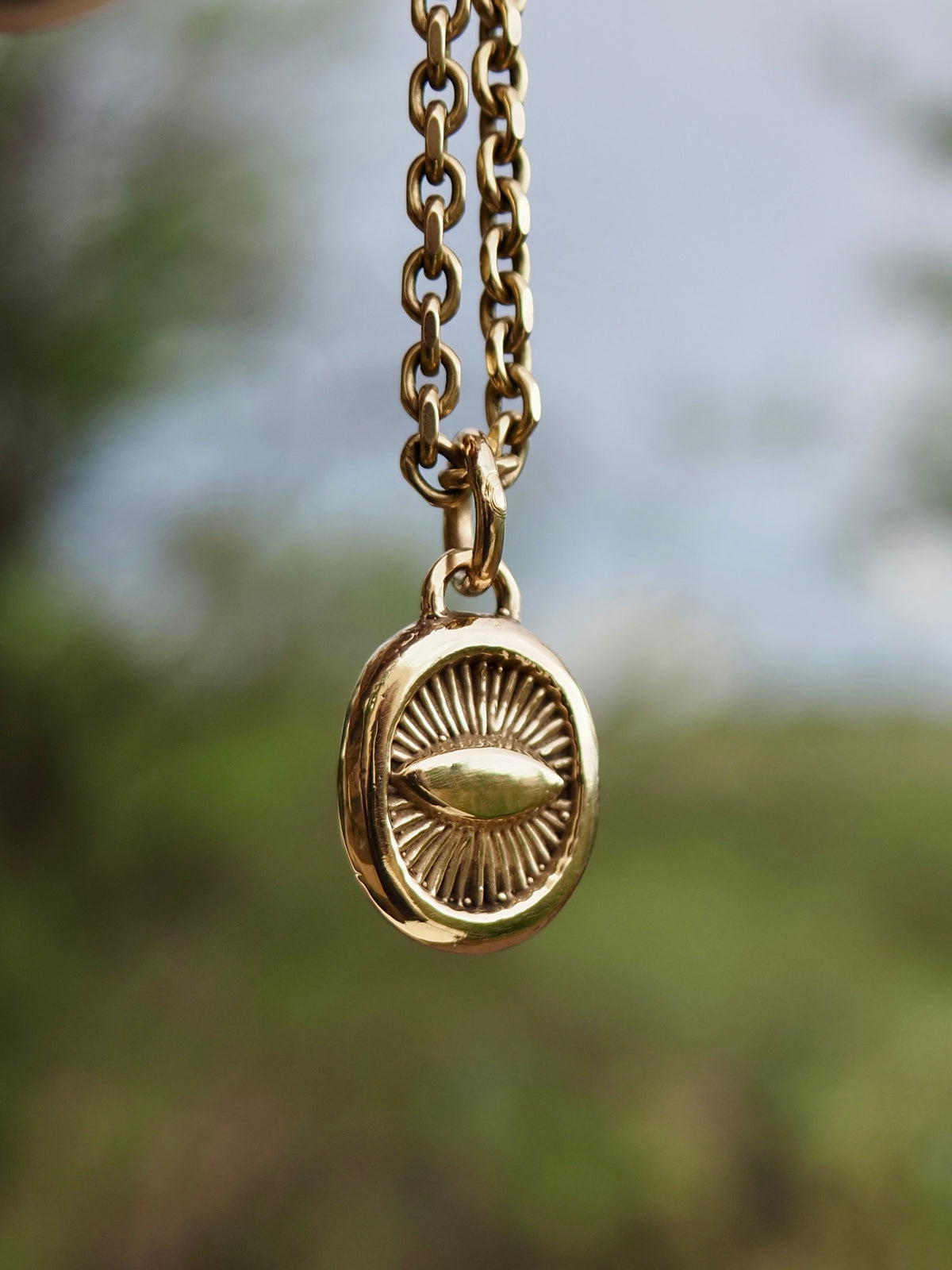 14k Gold Eye Medallion Pendant for Jules 1/2