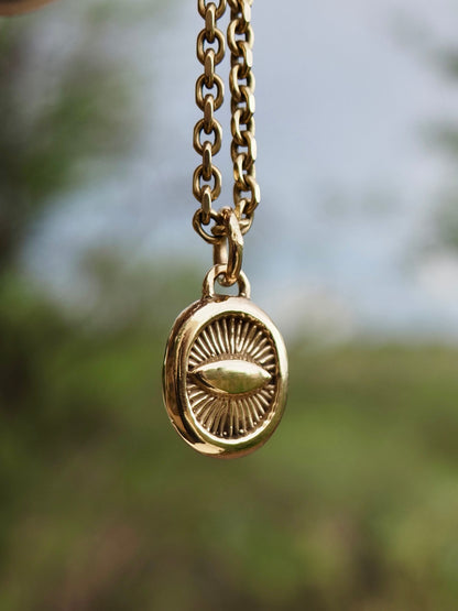 14k Gold Eye Medallion Pendant for Jules 1/2