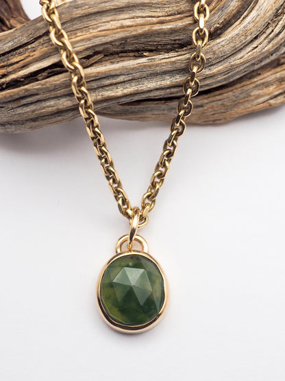 Hydrogrossular Green Garnet 14k Gold Pendant
