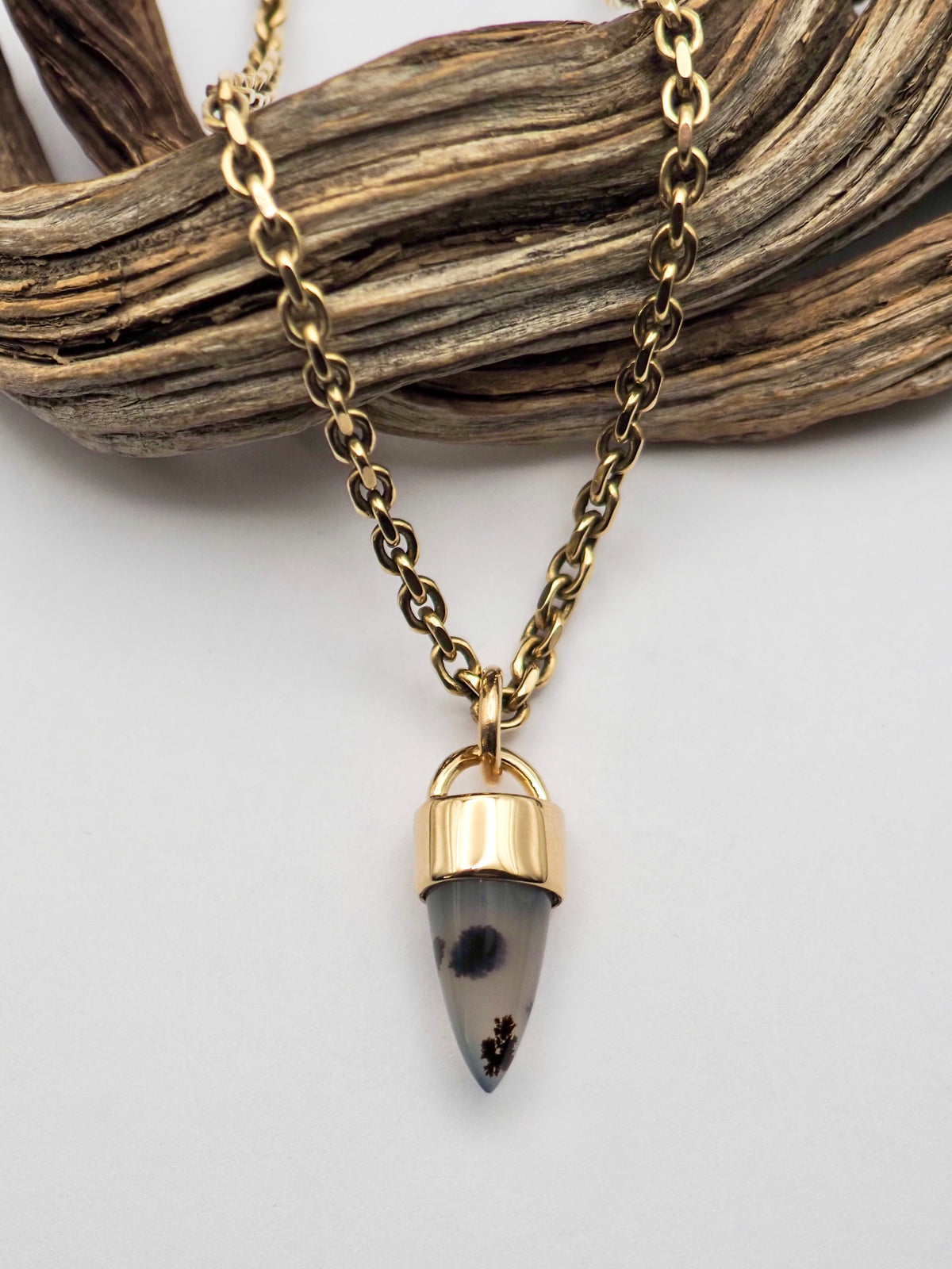 Montana Agate Spike 14k Gold Talisman Pendant