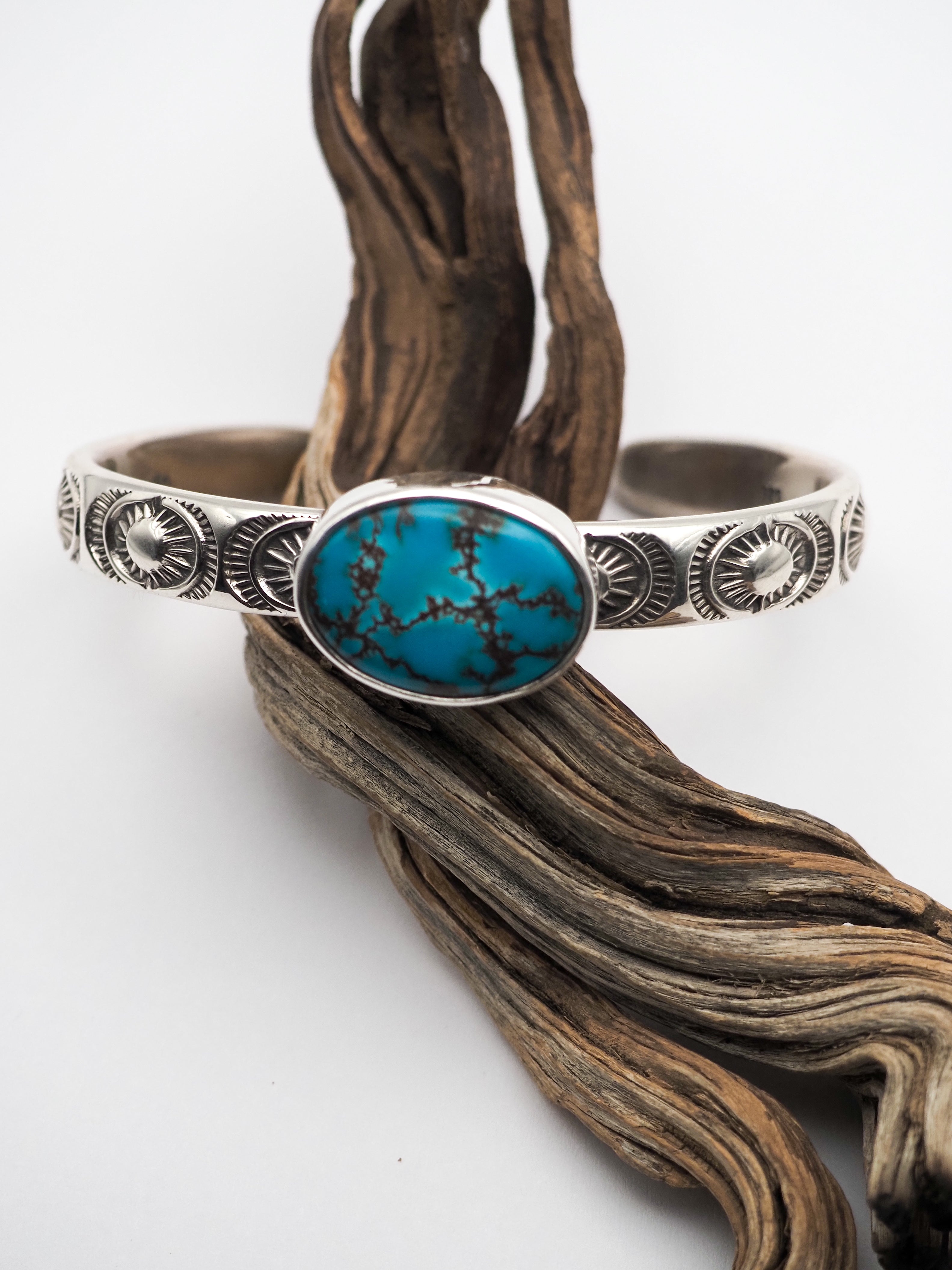 Egyptian Turquoise Burst Heavyweight Stacker Cuff S/M