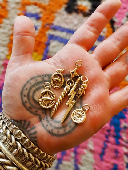 14k Gold Eye Medallion Pendant for Jules 1/2