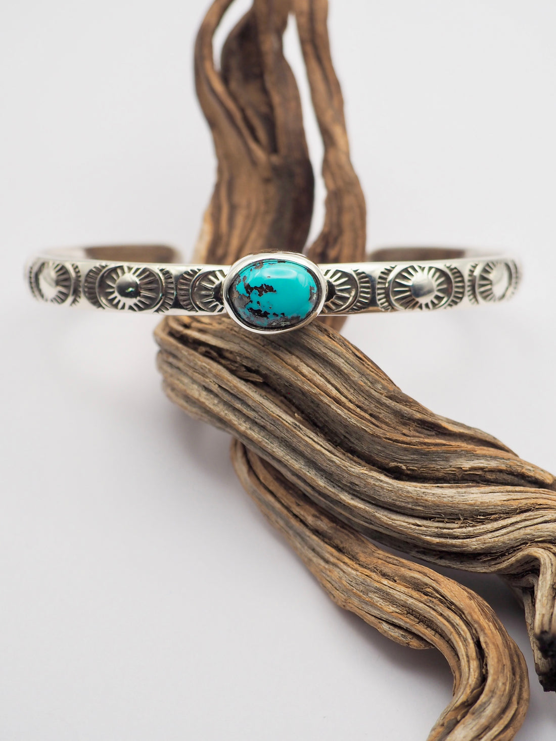 Montezuma Royston Turquoise Burst Sterling Silver Cuff XL
