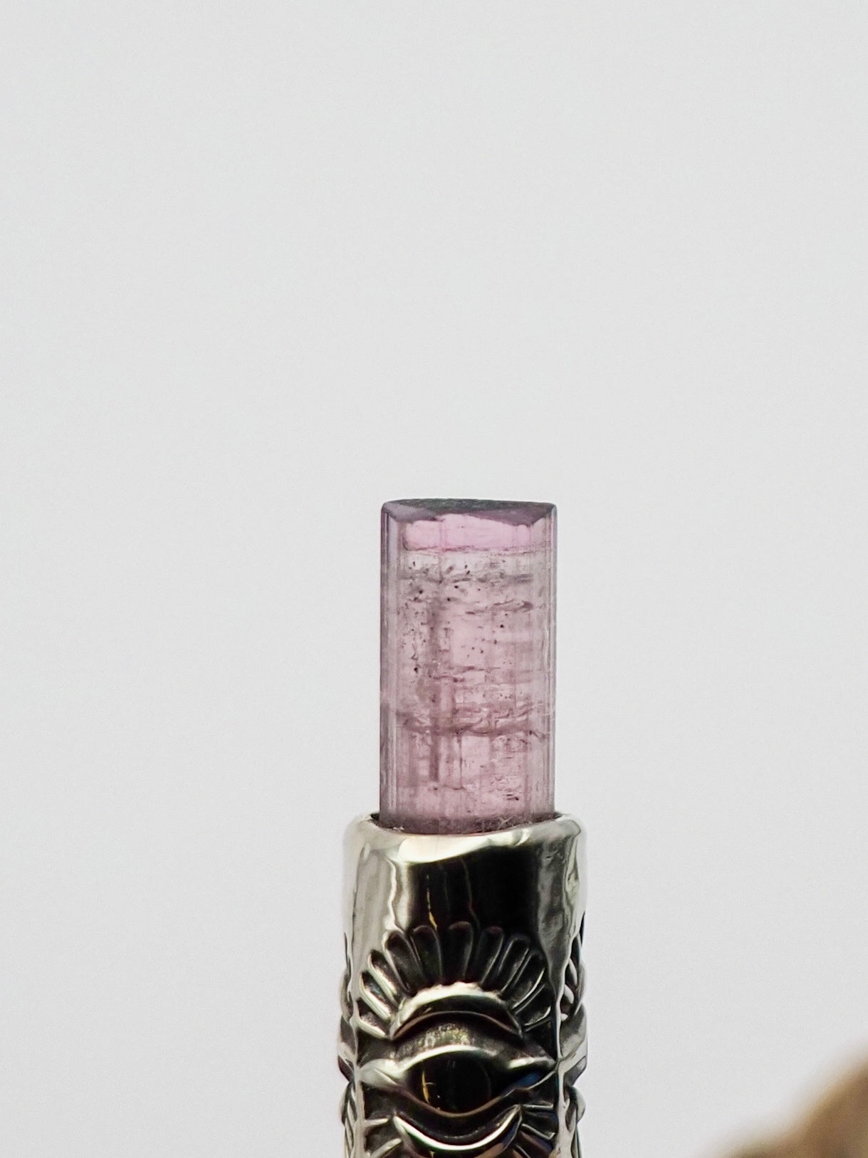 Blue Tipped Pink Tourmaline Eye II Talisman Necklace
