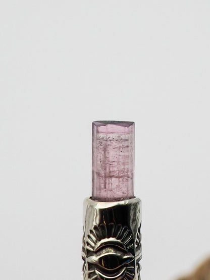 Blue Tipped Pink Tourmaline Eye II Talisman Necklace