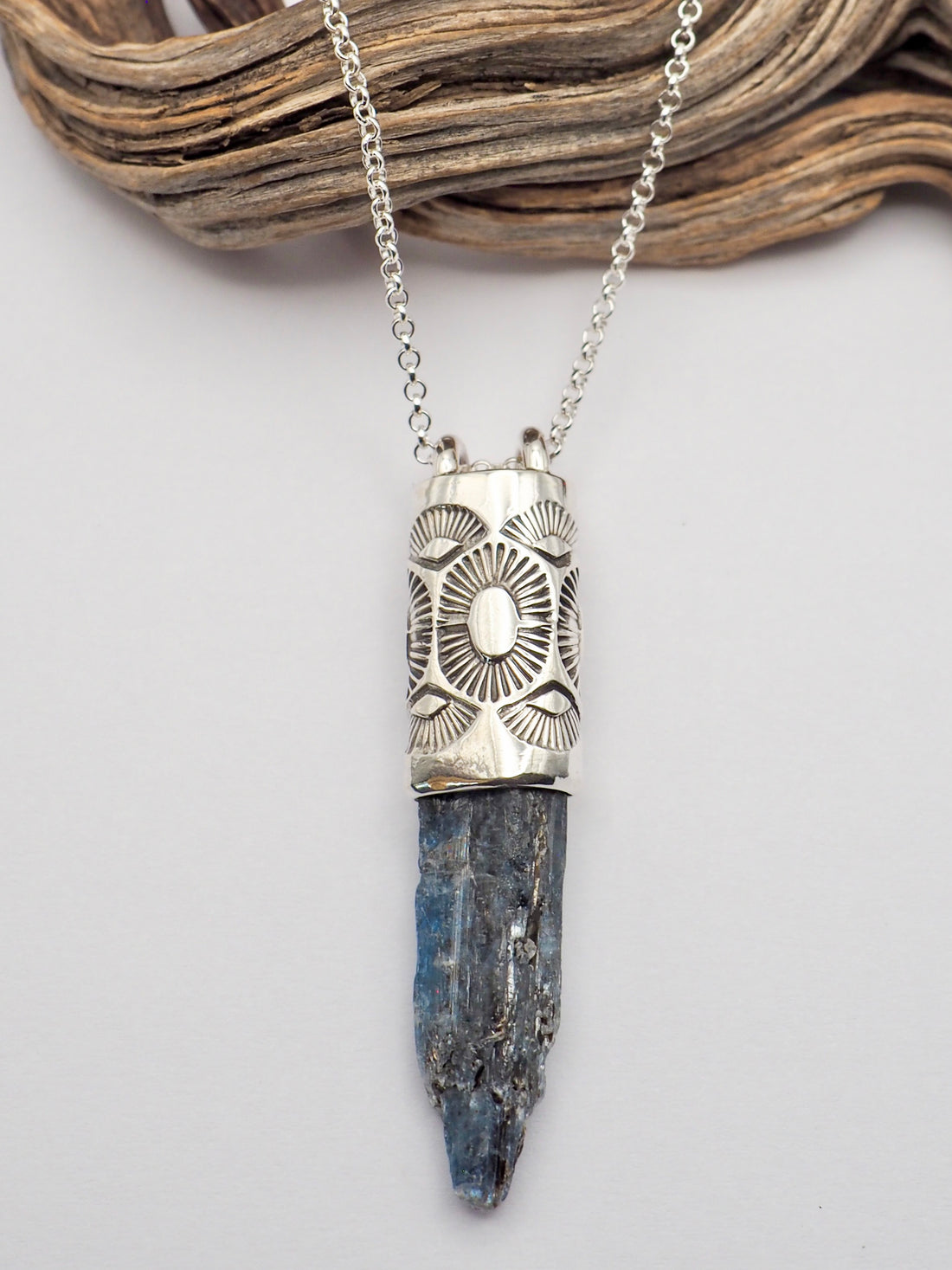 Blue Kyanite Sunshine/Fan Talisman Necklace