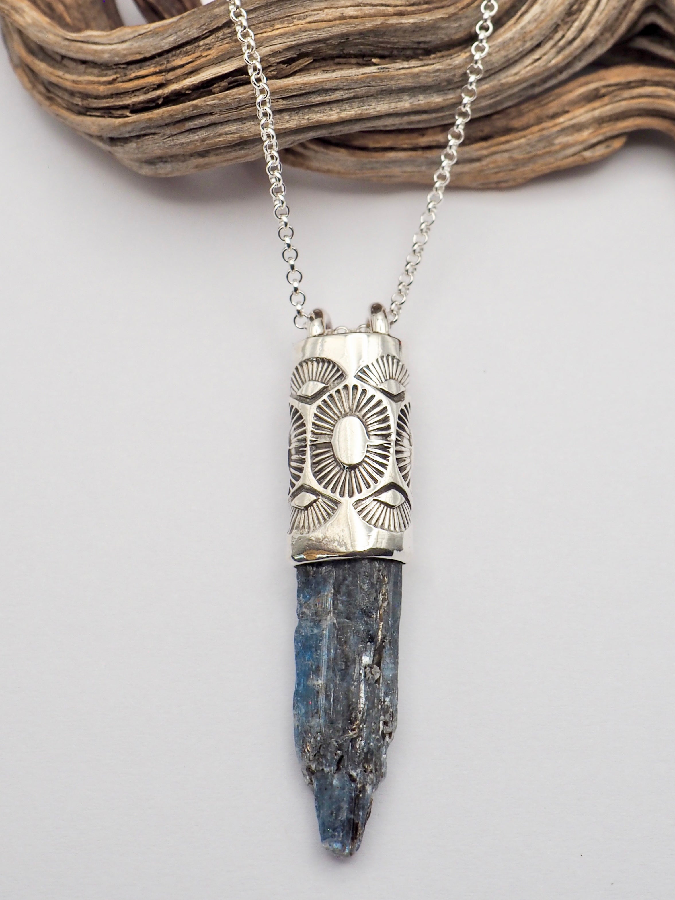 Blue Kyanite Sunshine/Fan Talisman Necklace