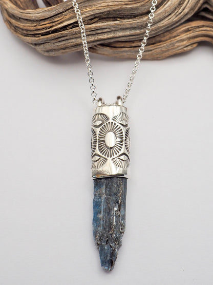 Blue Kyanite Sunshine/Fan Talisman Necklace