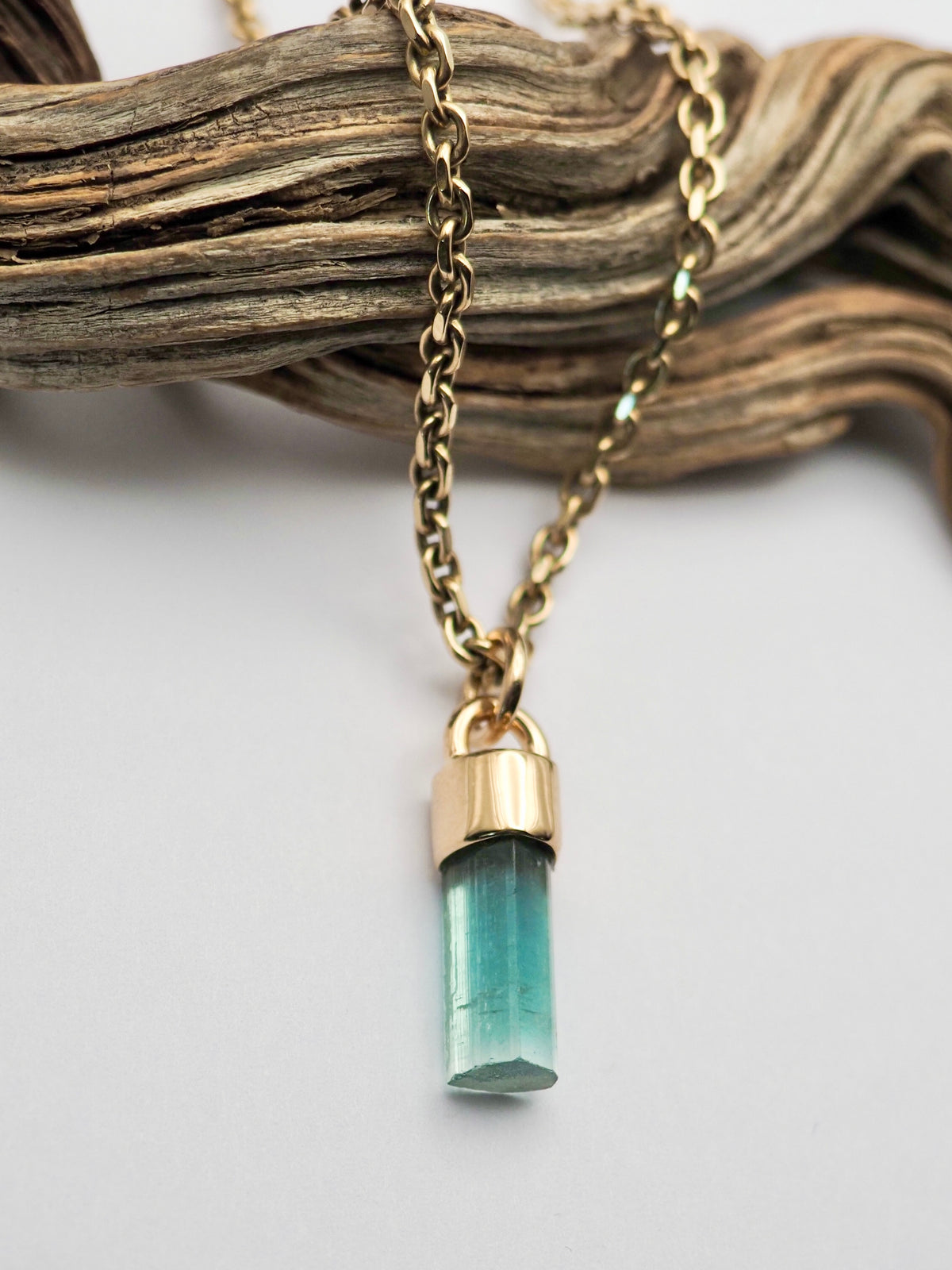 Blue Tourmaline 14k Gold Talisman