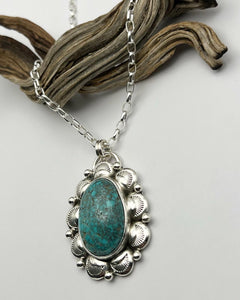 Carico Lake Turquoise Hand Stamped Border Necklace
