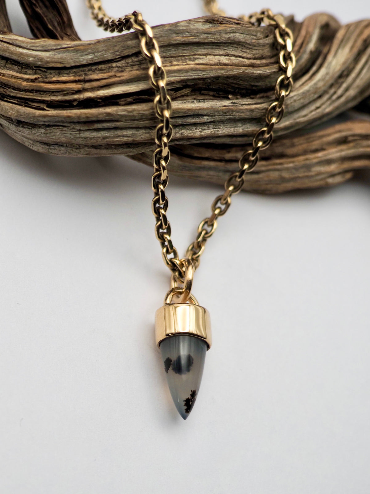 Montana Agate Spike 14k Gold Talisman Pendant