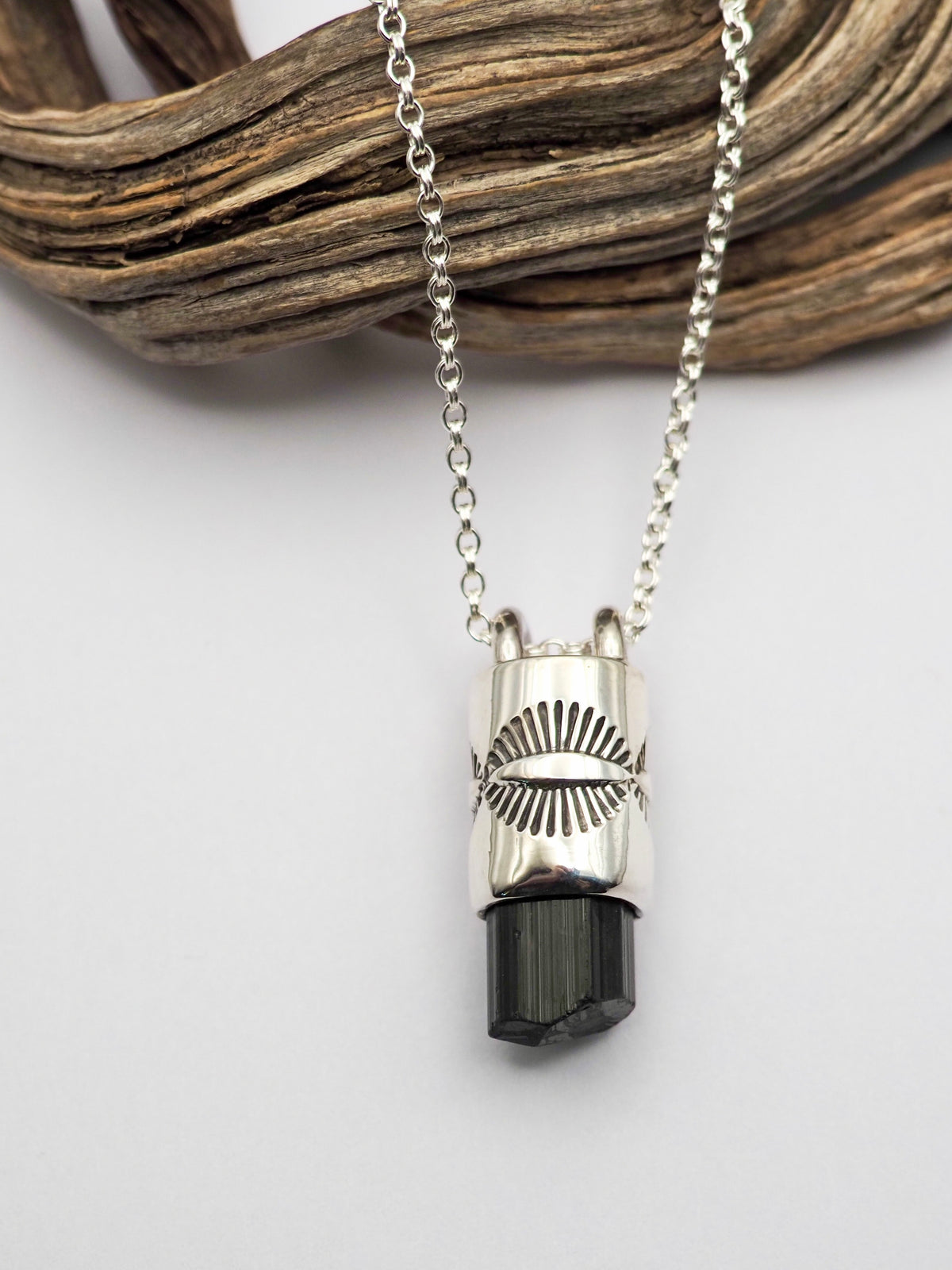 Black Tourmaline Eye Talisman Necklace